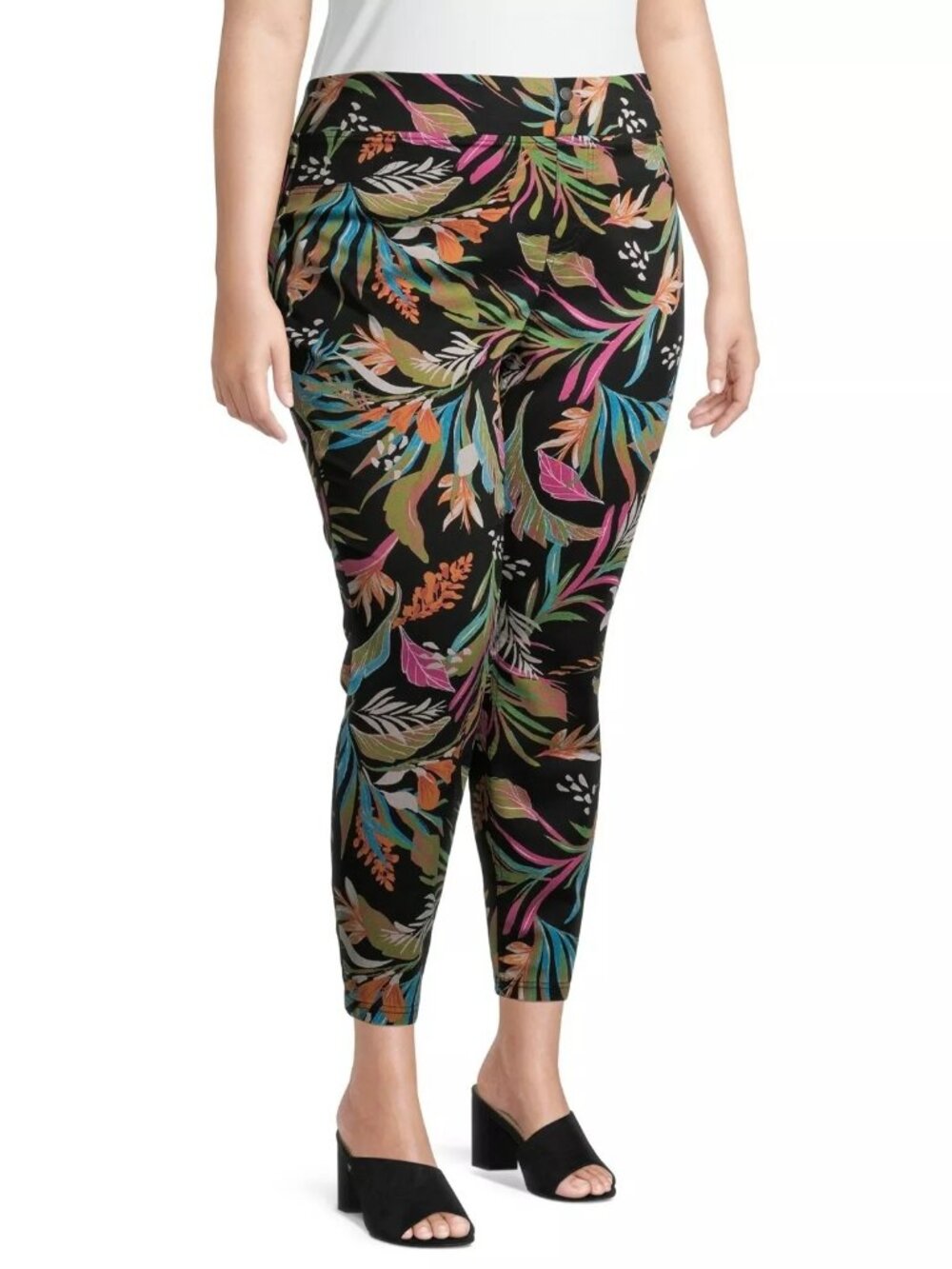 Terra and Sky Jeggings Womens Size 2X Floral Skinny Mid-Rise Stretchy Pants NEW